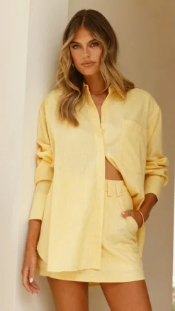 Charla Button Up Top - Yellow