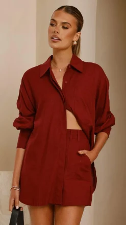 Charla Mini Skort - Burgundy