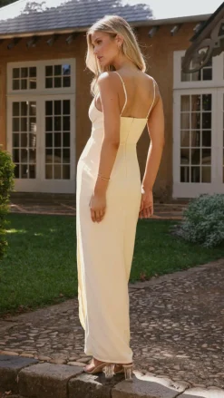 Charlotte Draped Maxi Dress - Yellow