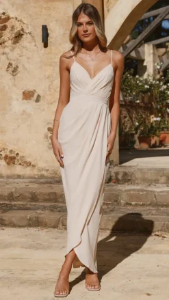 Charlotte Draped Maxi Dress - Ivory