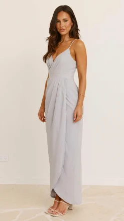 Charlotte Draped Maxi Dress - Silver