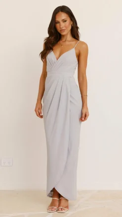 Charlotte Draped Maxi Dress - Silver