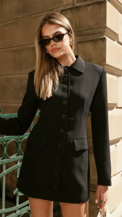 Cheri Long Sleeve Mini Dress - Ink Black