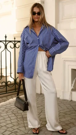 Ciel Oversized Long Sleeve Shirt - Dark Blue