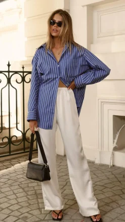 Ciel Oversized Long Sleeve Shirt - Dark Blue