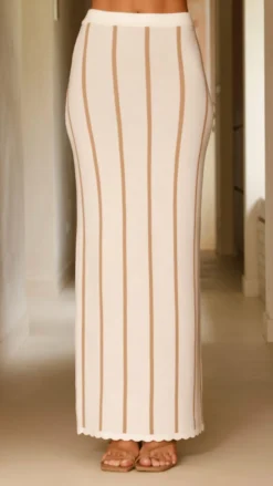 Cindy Maxi Skirt - White/Beige