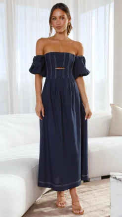 Claira Midi Dress - Navy