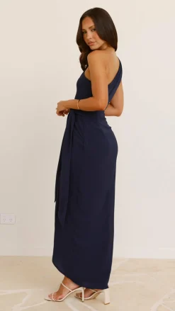 Clara One Shoulder Maxi Dress - Navy