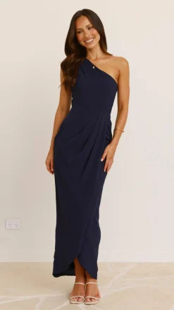 Clara One Shoulder Maxi Dress - Navy