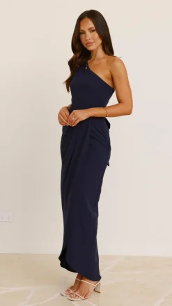 Clara One Shoulder Maxi Dress - Navy