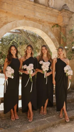 Clara One Shoulder Maxi Dress - Black