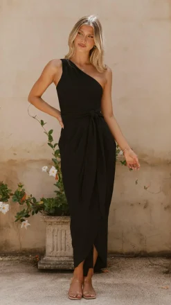 Clara One Shoulder Maxi Dress - Black