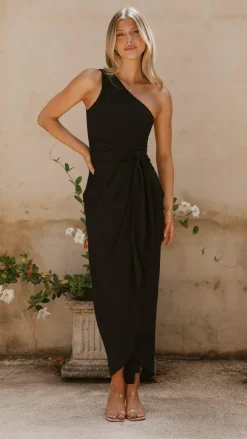 Clara One Shoulder Maxi Dress - Black