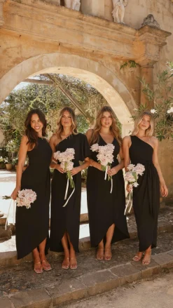 Clara One Shoulder Maxi Dress - Black