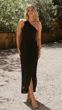 Clara One Shoulder Maxi Dress - Black