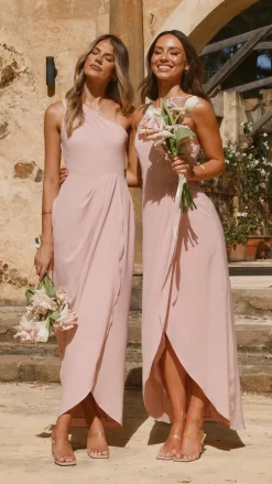 Clara One Shoulder Maxi Dress - Dusty Pink