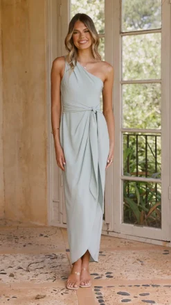 Clara One Shoulder Maxi Dress - Sage
