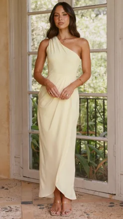 Clara One Shoulder Maxi Dress - Yellow