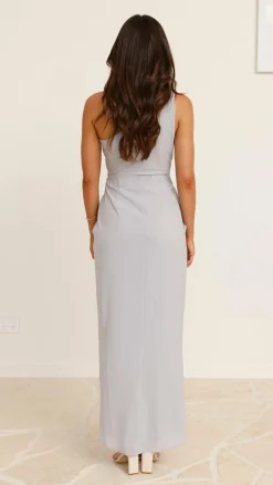 Clara One Shoulder Maxi Dress - Silver