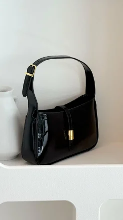 Clara Shoulder Bag - Black Patent