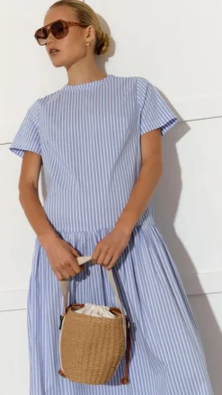 Cleo Woven Bucket Handbag - Natural / Tan