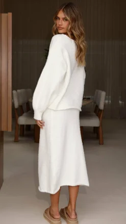 Cohen Knit Midi Skirt - Off White