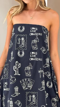 Connie Maxi Dress - Black/Beige Cowgirl