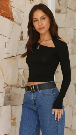 Constance Long Sleeve Top - Black