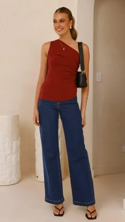 Cynthia One Shoulder Top - Wine