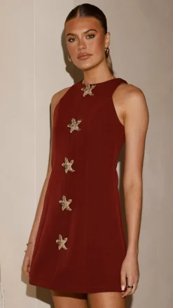 Daray Mini Dress - Burgundy/Star