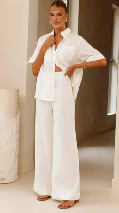 Darcila Short Sleeve Button Up Shirt - White