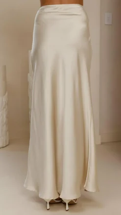 Darina Bias Cut Maxi Skirt - Champagne