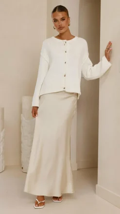 Darina Bias Cut Maxi Skirt - Champagne