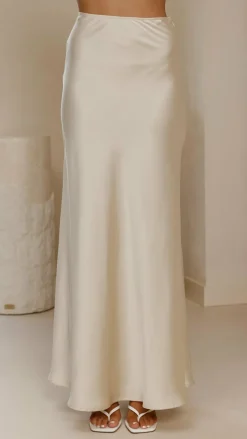 Darina Bias Cut Maxi Skirt - Champagne