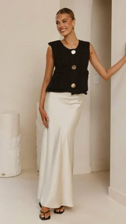 Darina Bias Cut Maxi Skirt - Champagne