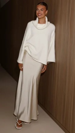 Darina Bias Cut Maxi Skirt - Champagne