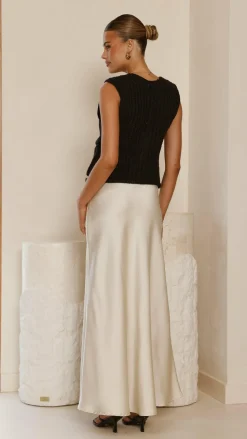 Darina Bias Cut Maxi Skirt - Champagne