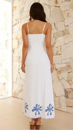 Daya Maxi Dress - White / Blue