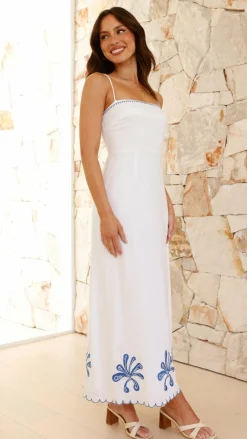 Daya Maxi Dress - White / Blue