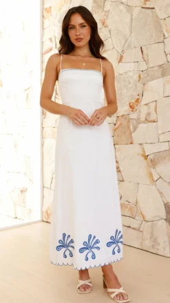 Daya Maxi Dress - White / Blue