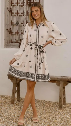 Delainey Mini Dress - Beige/Black