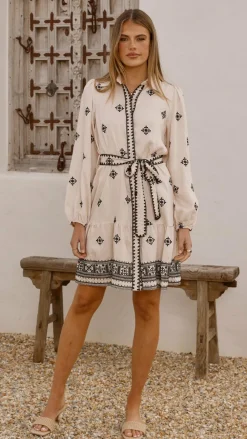 Delainey Mini Dress - Beige/Black