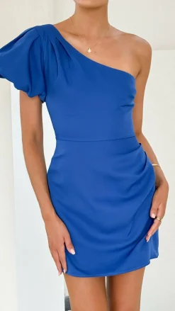 Delphi One Shoulder Mini Dress - Cobalt Blue