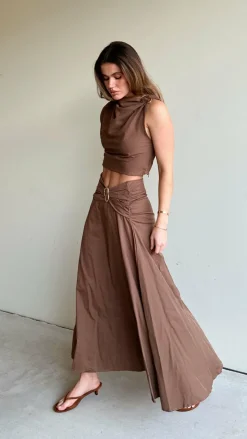Delphine Maxi Skirt - Chocolate