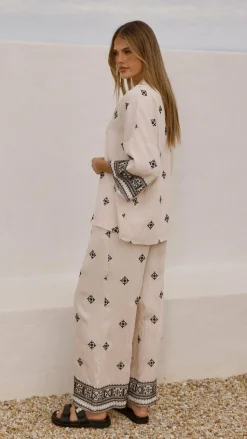 Deni Pants - Beige/Black