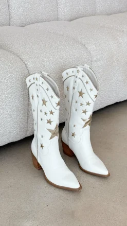 Dollie Boots - White-Gold Metallic