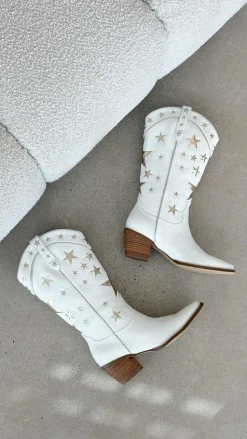 Dollie Boots - White-Gold Metallic