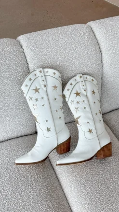 Dollie Boots - White-Gold Metallic