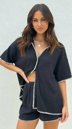 Eden Knit Top and Shorts Set - Black