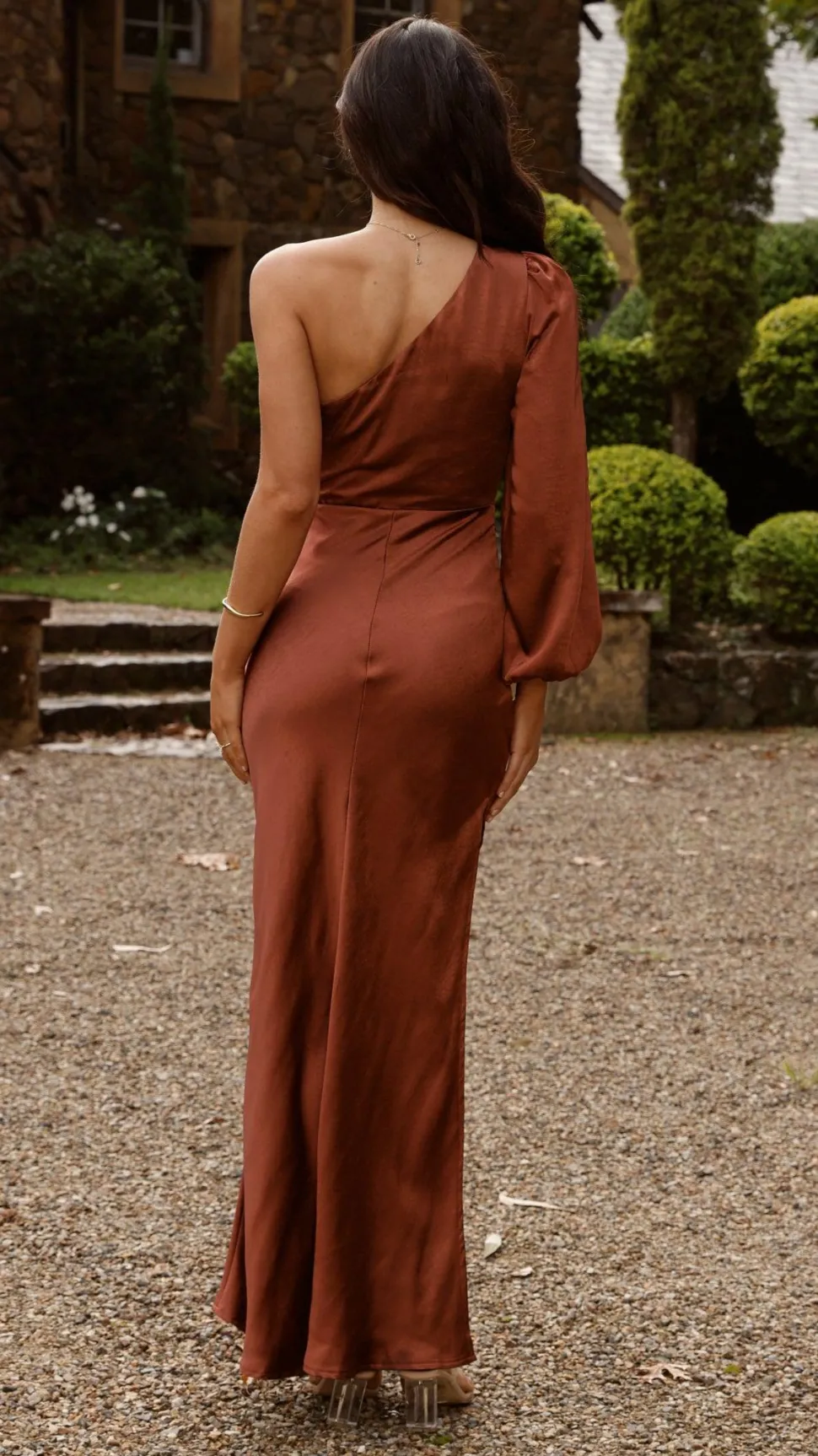 Eden One Shoulder Tie Front Maxi Dress - Rust